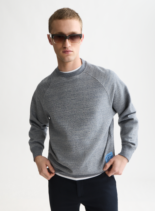 Chandail Scotch & Soda molletonné à manches raglans bleu chiné