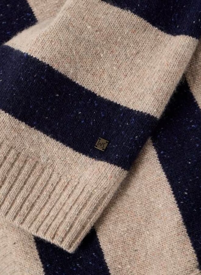 Tricot White Stuff Buckley à col polo rayé beige & bleu marine