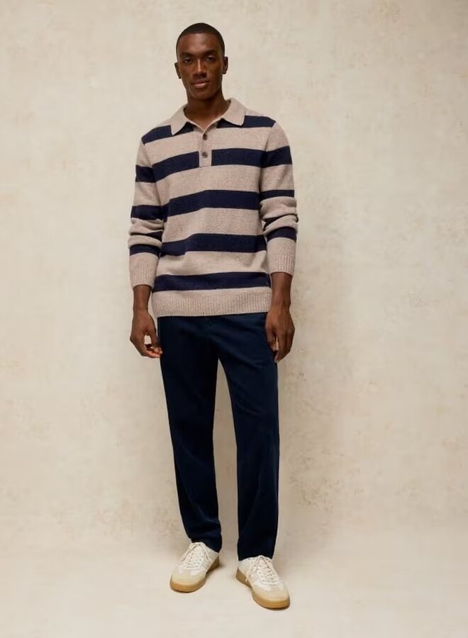 Tricot White Stuff Buckley à col polo rayé beige & bleu marine
