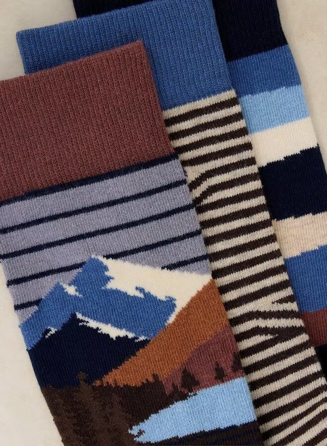 Assortiment de 3 paires de bas White Stuff Forest Explorer bleus & gris