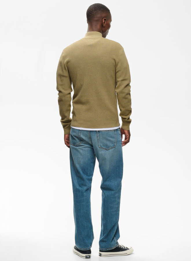 Tricot Matinique Lagoon à col montant à zip gaufré beige sauge argenté