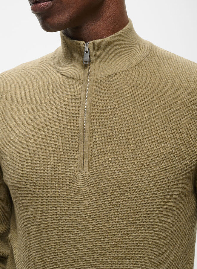 Tricot Matinique Lagoon à col montant à zip gaufré beige sauge argenté