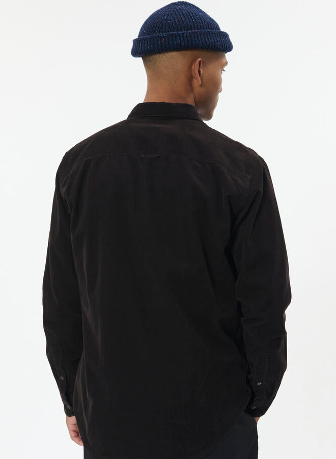 Chemise Matinique Trostol en velours à fines côtes brun chocolat