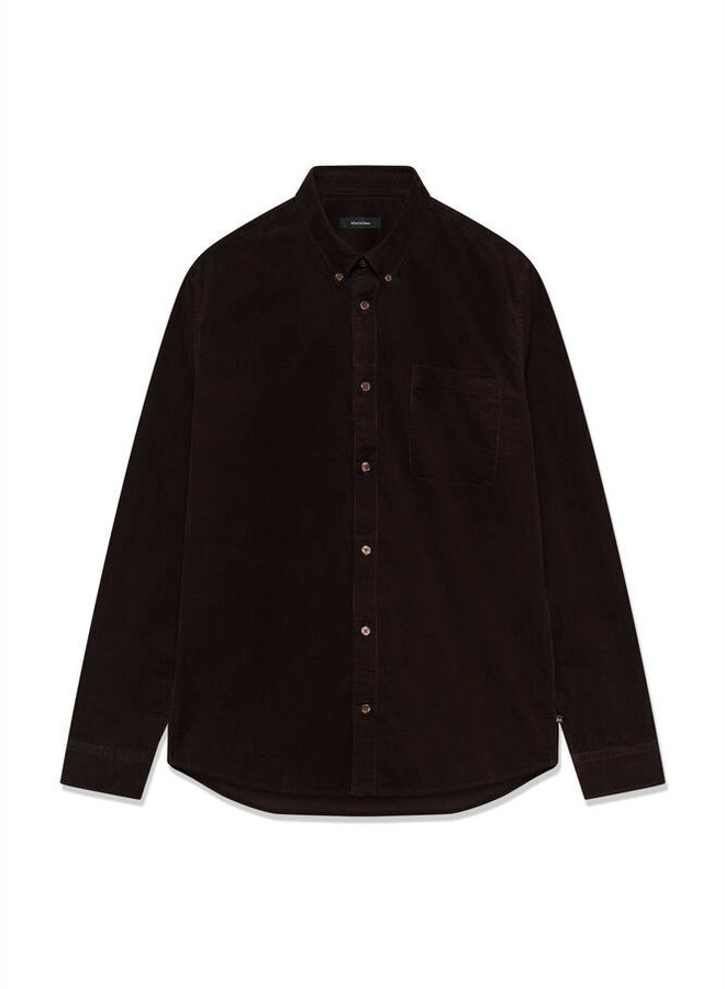 Chemise Matinique Trostol en velours à fines côtes brun chocolat