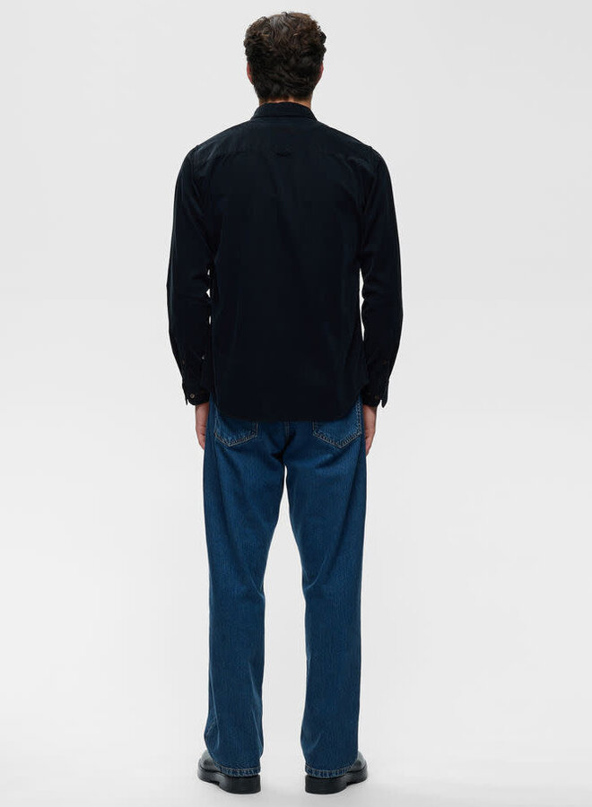 Chemise Matinique Trostol en velours à fines côtes bleu marine