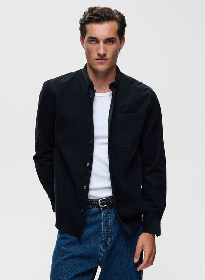 Chemise Matinique Trostol en velours à fines côtes bleu marine