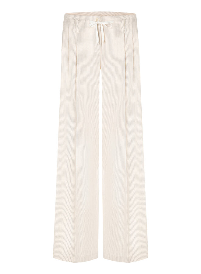 Pantalon Cambio Addison beige rayé ivoire