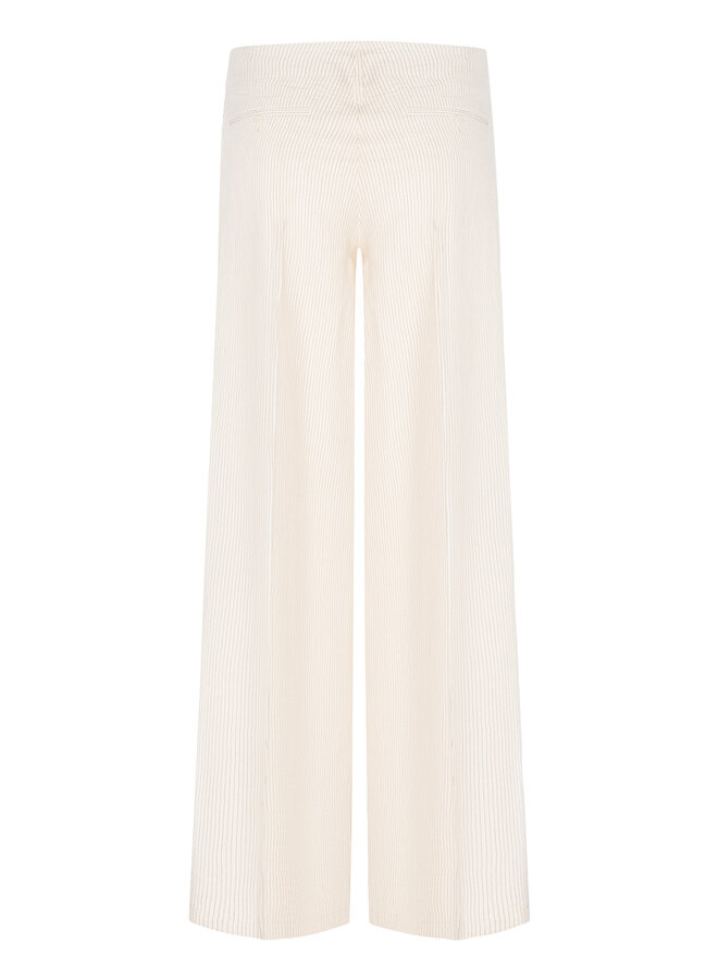Pantalon Cambio Addison beige rayé ivoire