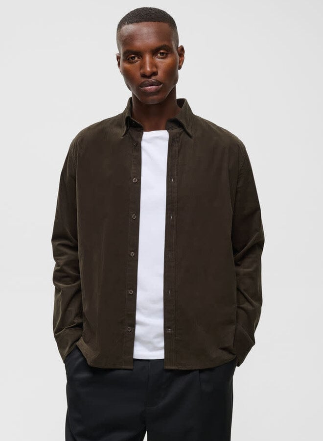 Chemise Matinique Christaldo à 2 poches à rabats brun chocolat