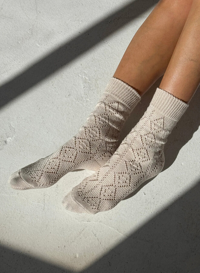 Bas Le Bon Shoppe Modal Eyelet - Oyster