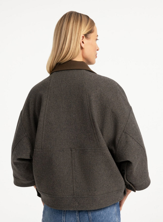 Jacket Yaya surdimensionné gris brun à col classique brun