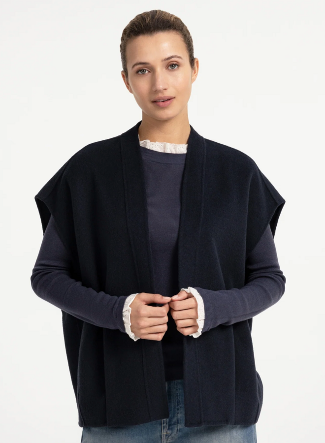 Veste Yaya surdimensionnée sans manches en lainage bleu marine