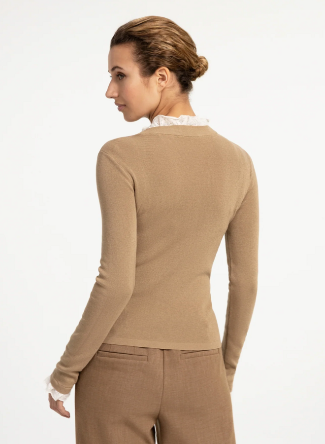 Tricot Yaya beige maïs avec col écru