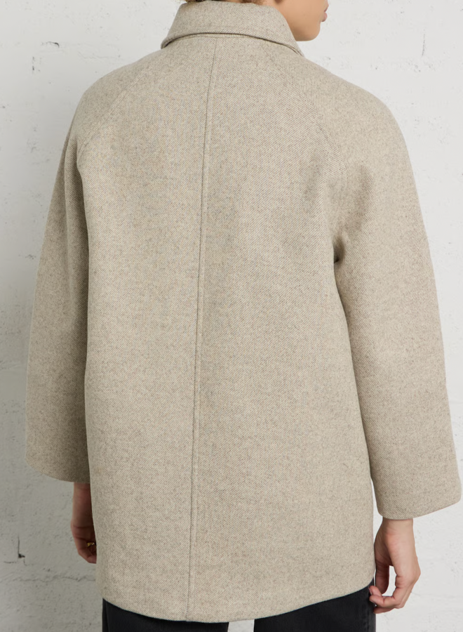 Manteau Des Petits Hauts Yiman écru à fines rayures twill grises
