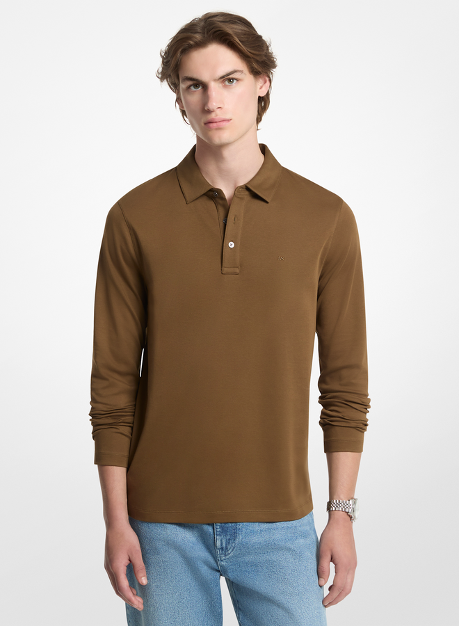 Polo Michael Kors à manches longues en liquid jersey brun khaki