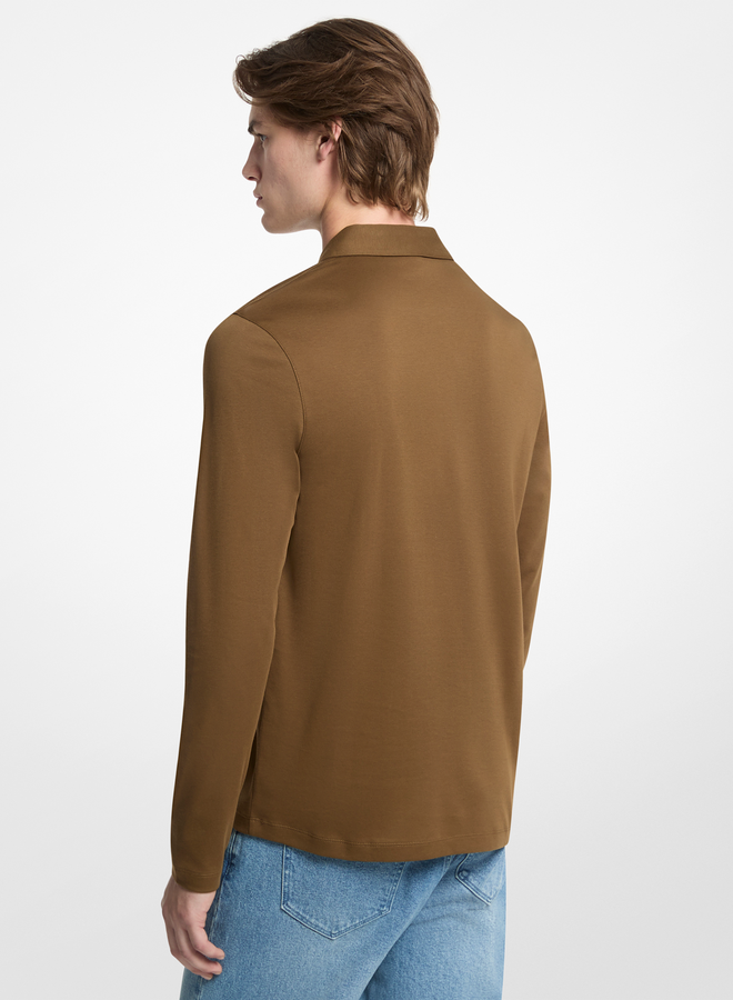 Polo Michael Kors à manches longues en liquid jersey brun khaki