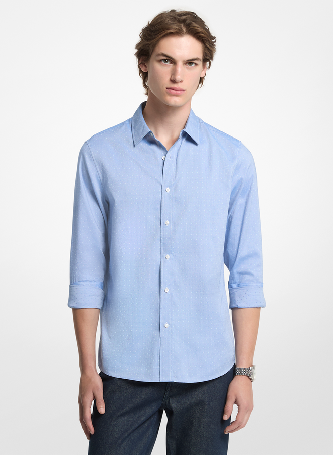Chemise Michael Kors bleue chambray à pois tissés