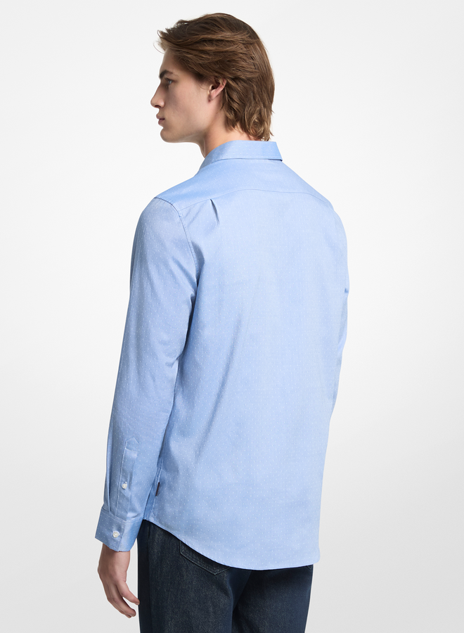 Chemise Michael Kors bleue chambray à pois tissés