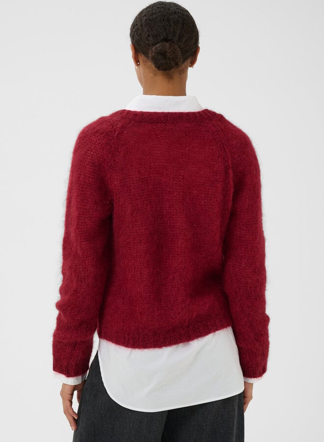 Tricot Part Two Dualina en mohair à col V rouge