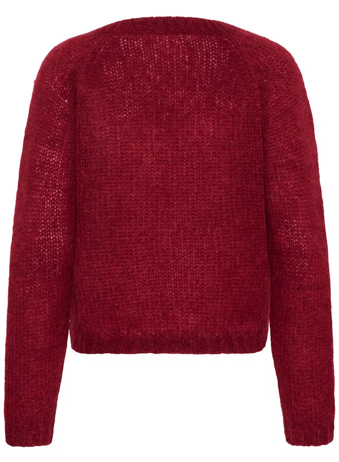 Tricot Part Two Dualina en mohair à col V rouge