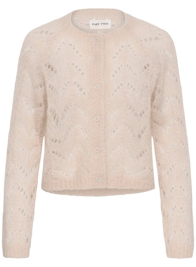 Cardigan Part Two Dinah en mohair ajouré écru