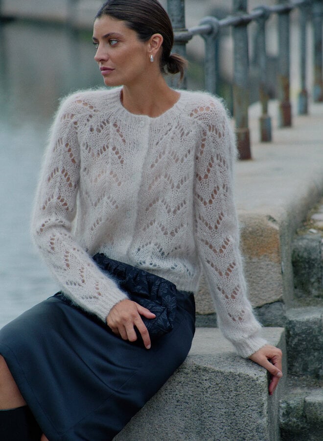 Cardigan Part Two Dinah en mohair ajouré écru