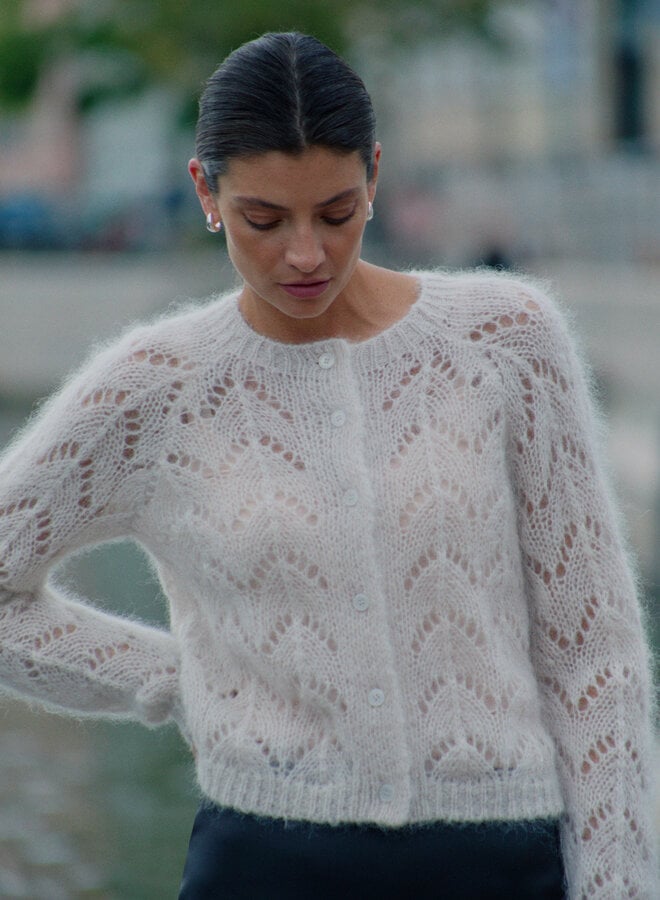 Cardigan Part Two Dinah en mohair ajouré écru