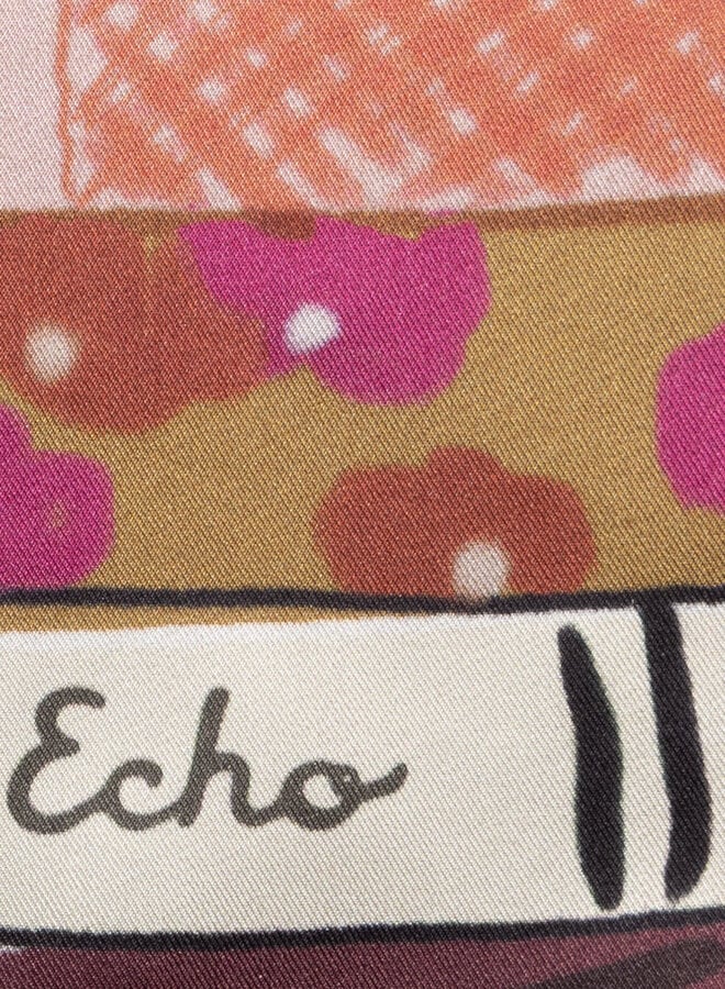 Foulard Echo grand carré bibliothèque rose multi
