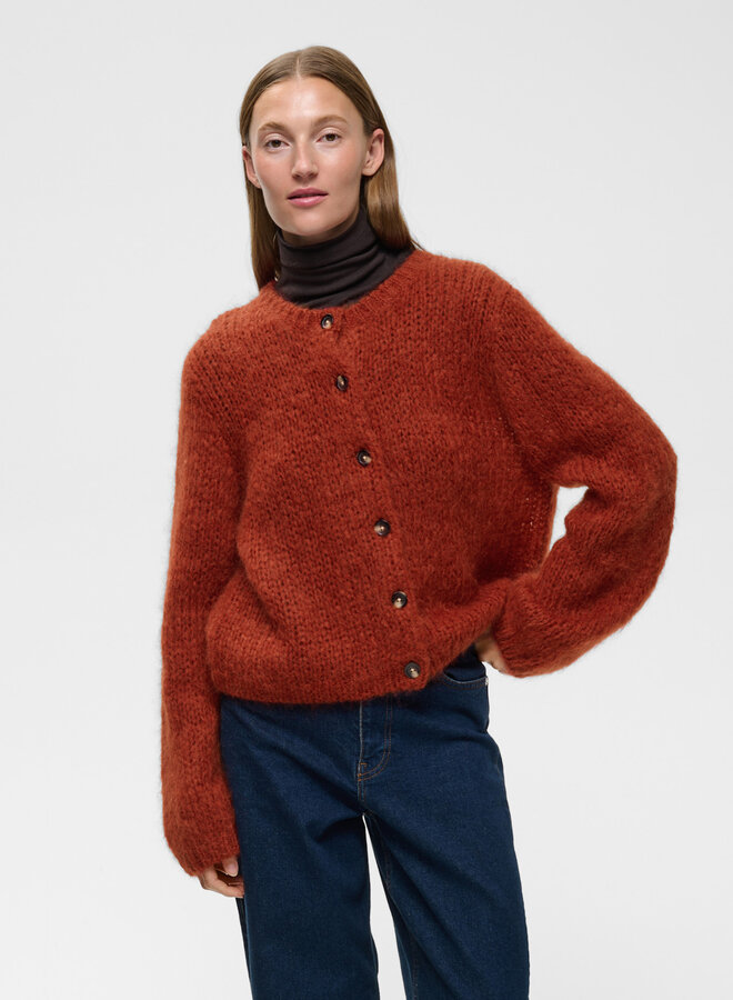 Cardigan InWear Jetra en mohair rouge ocre