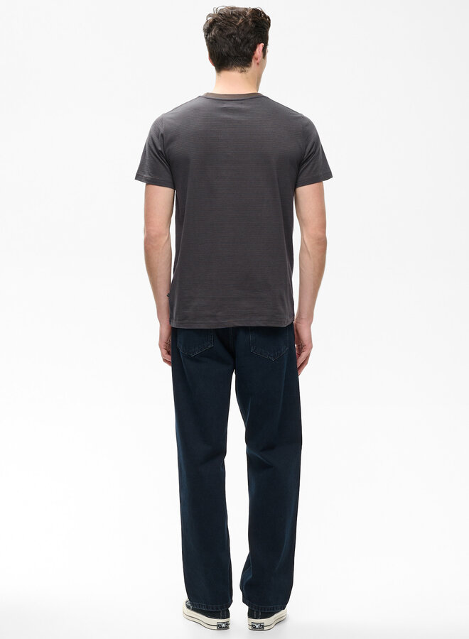T-shirt Matinique Jermane rayé brun café & bleu marine