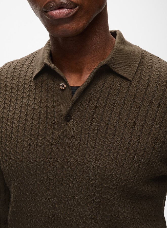 Tricot Matinique Polo à col polo câblé brun café