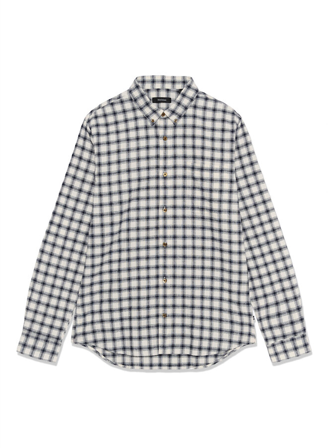 Chemise Matinique Trostol en flanelle & carreaux écrus & bleu marine