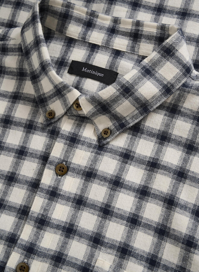 Chemise Matinique Trostol en flanelle & carreaux écrus & bleu marine