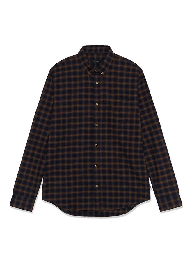 Chemise Matinique Trostol en flanelle & carreaux bleu marine & beige camel