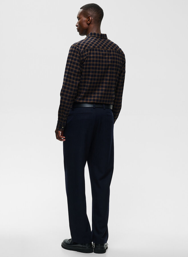Chemise Matinique Trostol en flanelle & carreaux bleu marine & beige camel