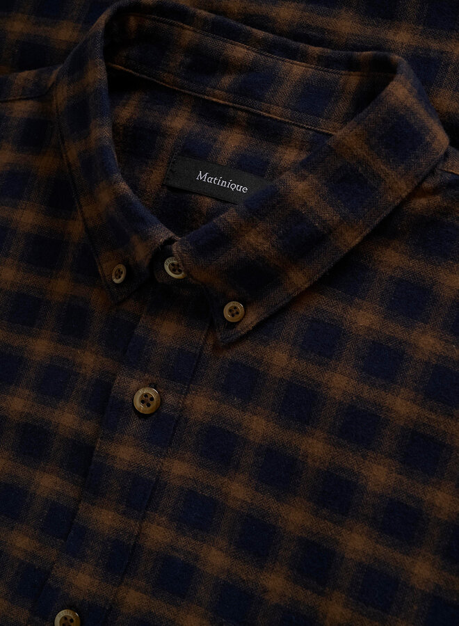 Chemise Matinique Trostol en flanelle & carreaux bleu marine & beige camel