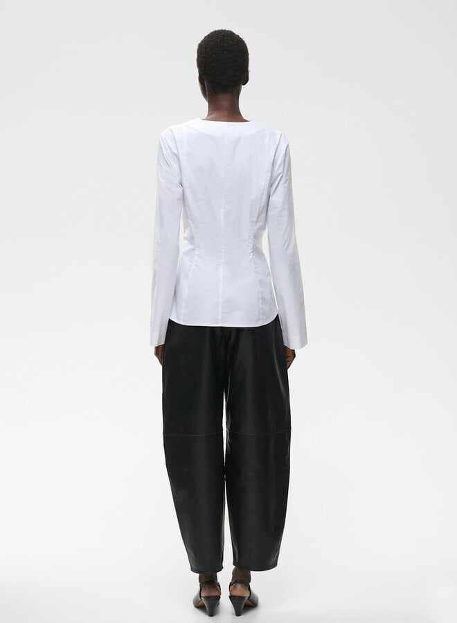 Blouse InWear Olsen ajustée à col V à boutons argent blanche