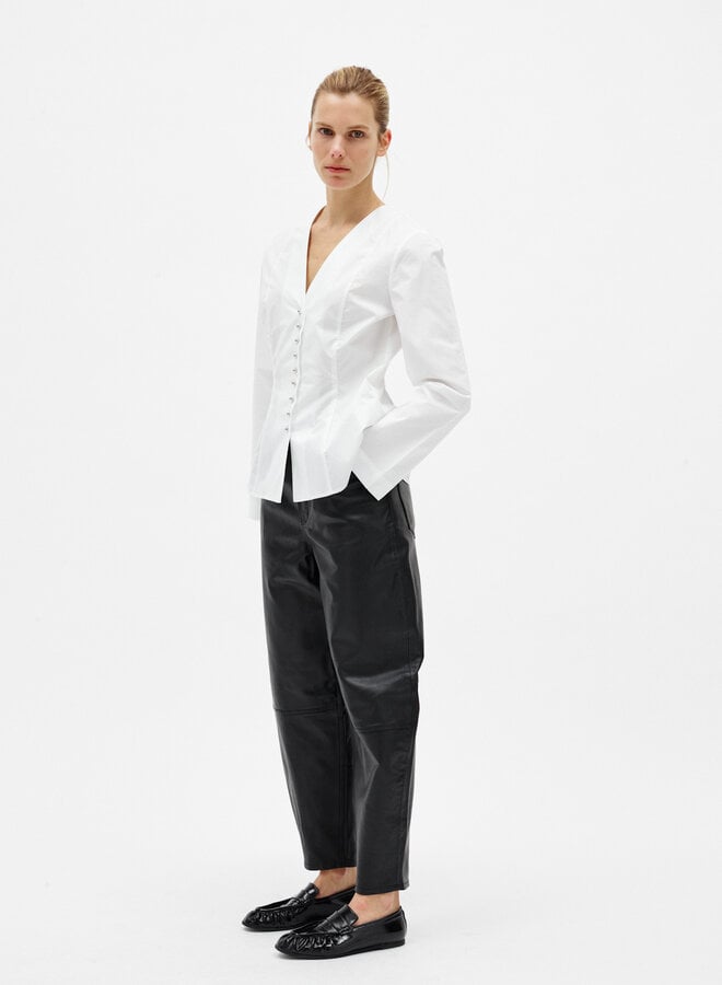 Blouse InWear Olsen ajustée à col V à boutons argent blanche