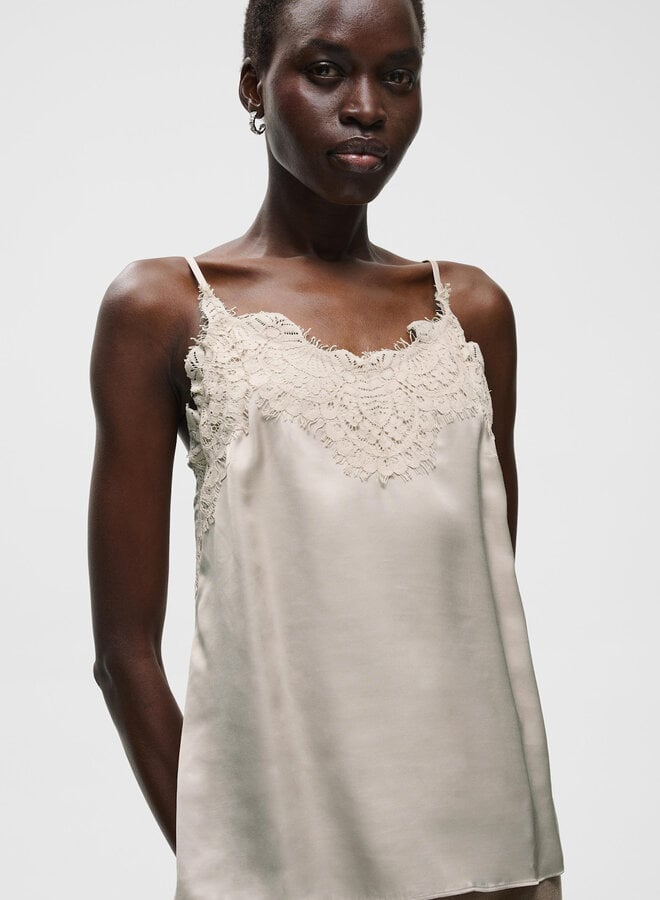 Camisole InWear Orah à bretelles & dentelle beige rosé