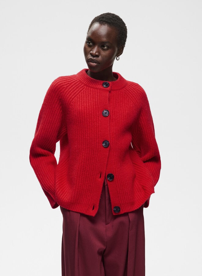 Cardigan InWear Priska à col rond boutonné rouge baie de Goji
