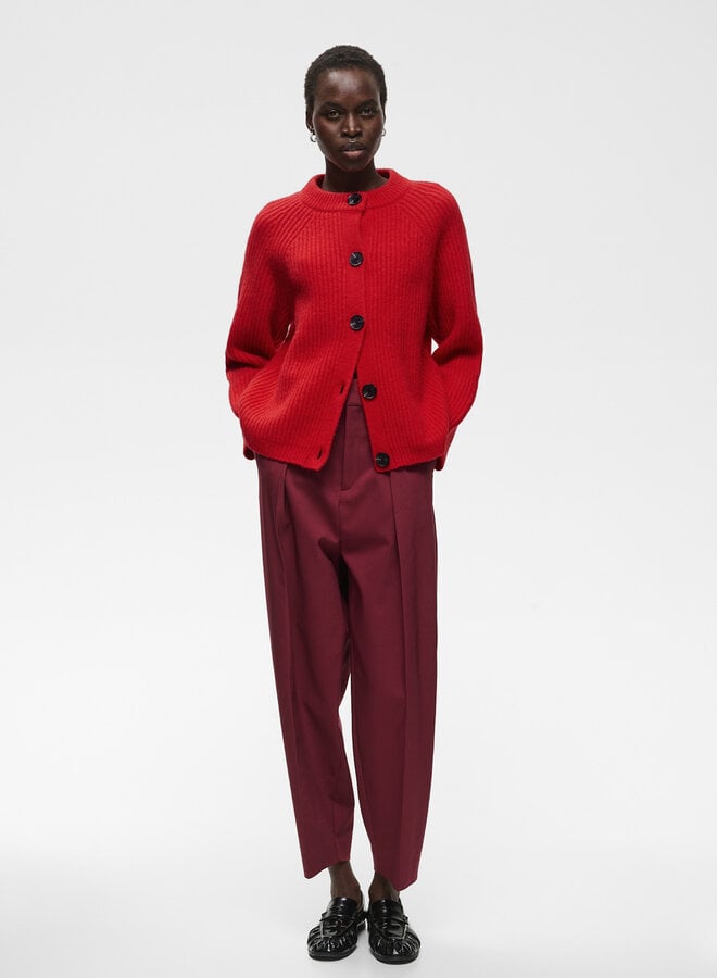 Cardigan InWear Priska à col rond boutonné rouge baie de Goji