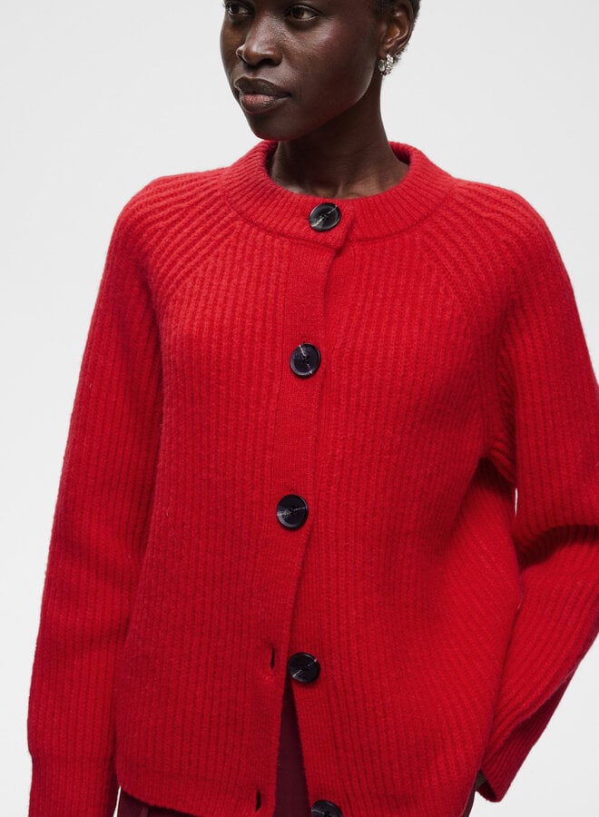 Cardigan InWear Priska à col rond boutonné rouge baie de Goji