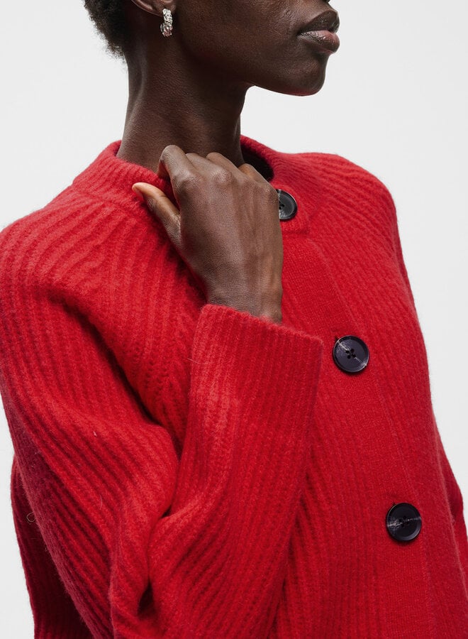 Cardigan InWear Priska à col rond boutonné rouge baie de Goji