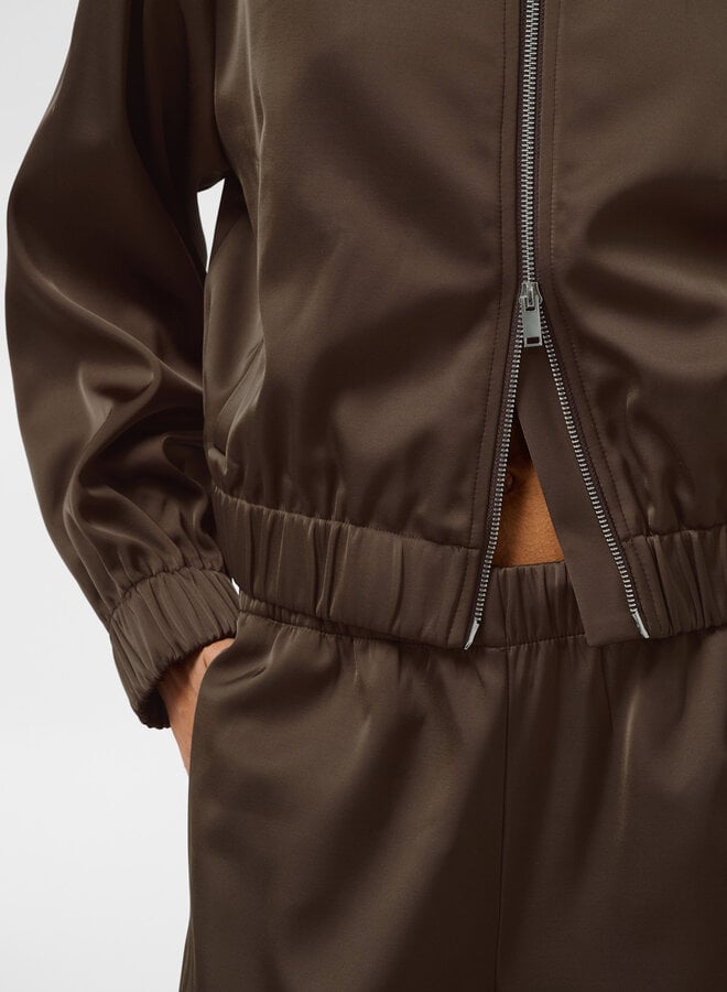 Jacket bomber Soaked Plata satiné brun chocolat