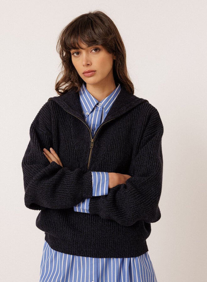 Tricot Indi & Cold à col montant à zip bleu marine