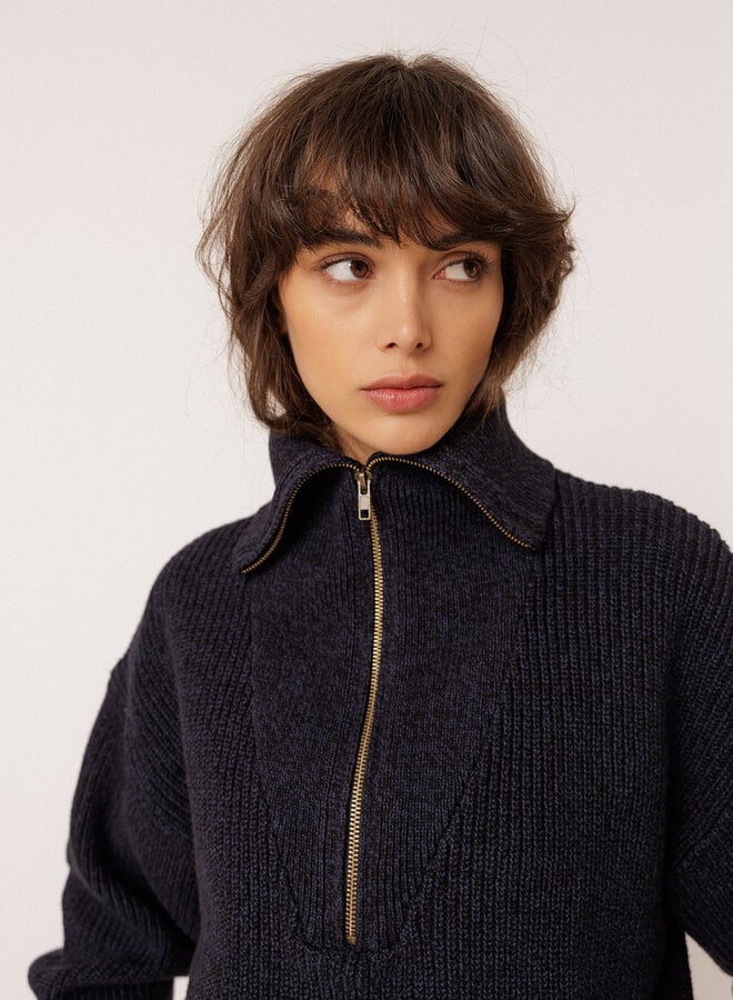 Tricot Indi & Cold à col montant à zip bleu marine