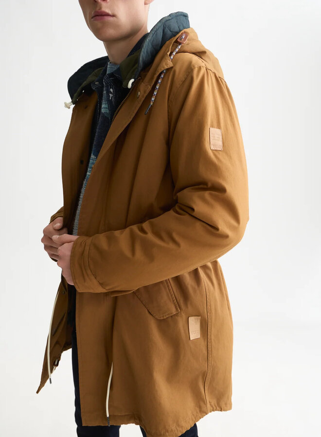 Manteau parka Scotch & Soda mi-long à capuche jaune dijon
