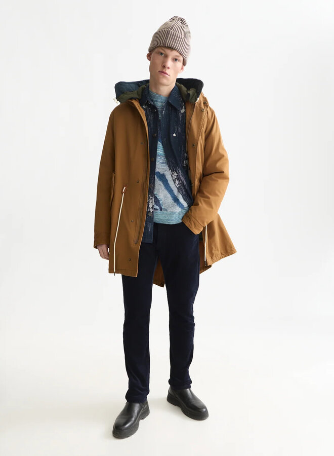 Manteau parka Scotch & Soda mi-long à capuche jaune dijon