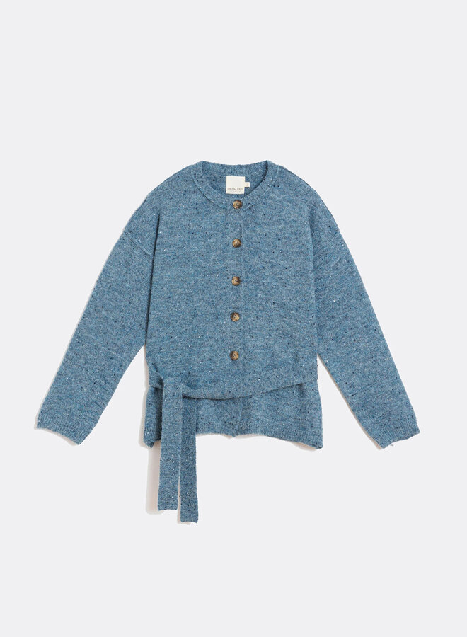 Cardigan Indi & Cold à col rond boutonné & ceinturé bleu