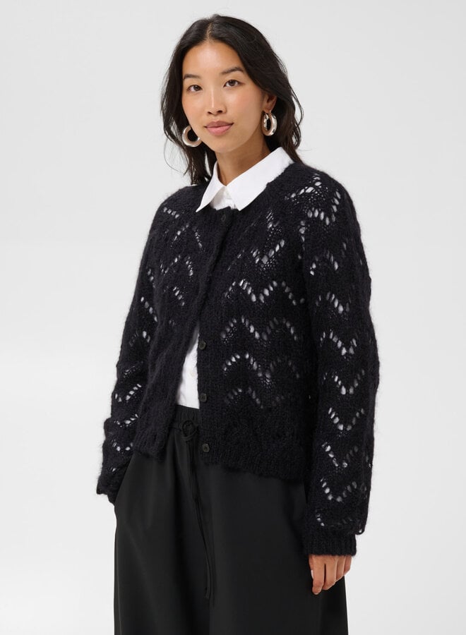 Cardigan Part Two Dinah en mohair ajouré noir